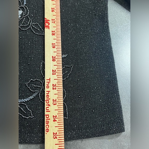 Work In Progress Black Cardigan Sequins Shimmer Holiday Vintage Inspired Large - Picture 7 of 8